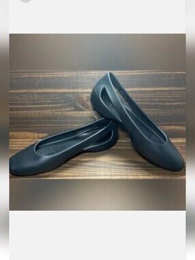 Crocs Sloane Black Flats Square Toe Size 8